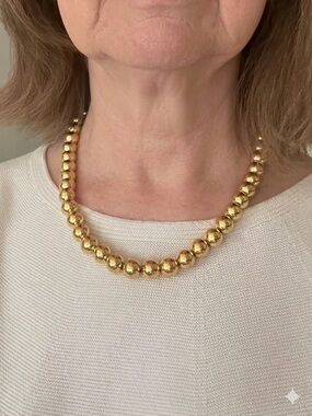 Gold Plated sterling silver round bead necklace - 18.5" - 21.5" adjustable